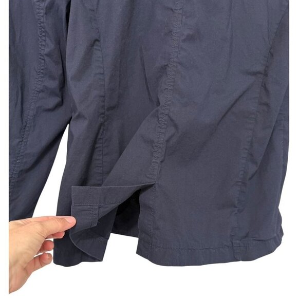 Eileen Fisher System Organic Cotton Blazer Navy Blue Lightweight 2-Button Size L - Picture 3 of 6